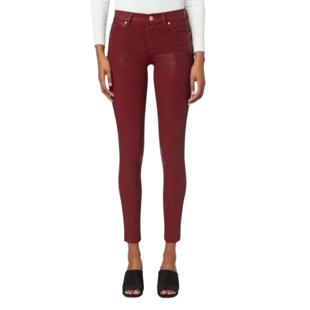 Hudson Nico Cabernet Red Skinny Jeans Coated Mid-Rise Y2K 2010s Size 6/28